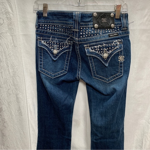 Miss Me Jewels Womens Bootcut Jeans Size 26 Rhinestone Pockets Low Rise - Picture 6 of 8